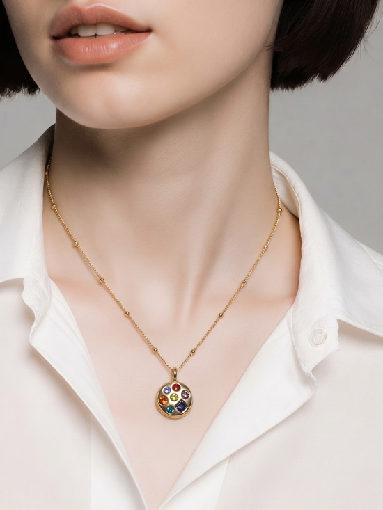 LOFT Jewelry - LOFT Multicolor Crystal Pendant Necklace Gold Tone